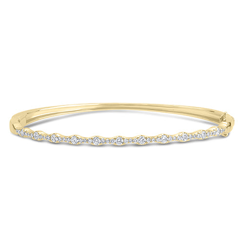18K YG Diamond Scalloped Bangle Bracelet by Fire & Ice