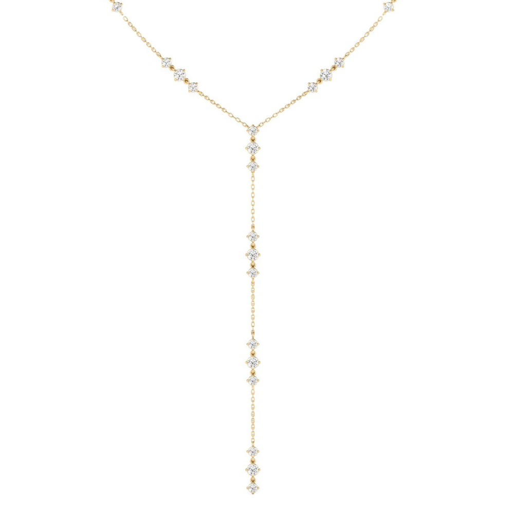 14K Yellow Gold Starlight Lab Diamond Lariat Necklace by Everlee