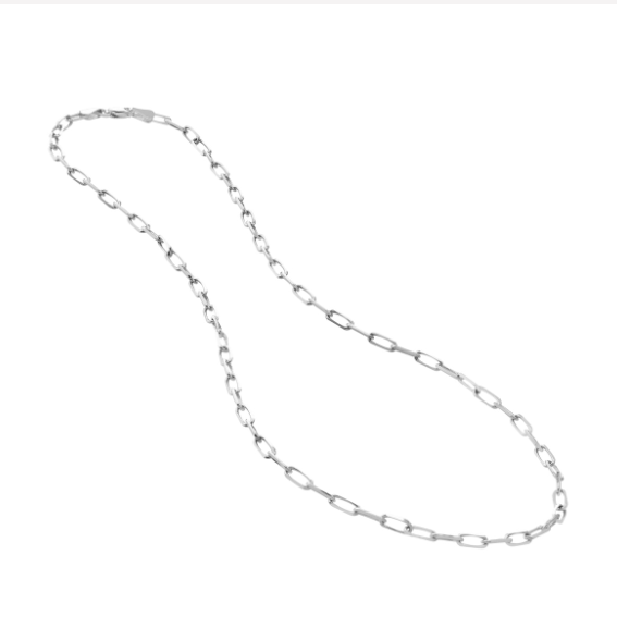 18" 3.1mm Solid Paper Clip Chain with Lobster Clasp