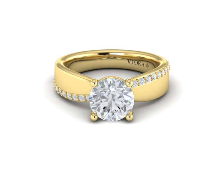 14K YG Diamond Arc Wide Band Semi-Mount by Vlora