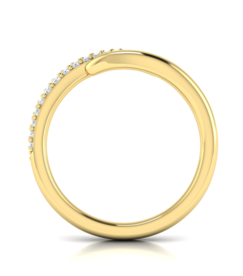 14K YG Half Pave & Half Polished Contour Band by Vlora