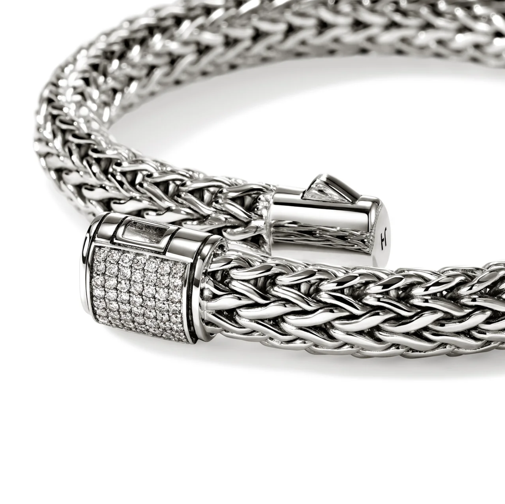 Sterling Silver Icon 7.5mm Bracelet with Diamond Clasp by John Hardy