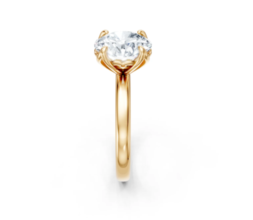 14K YG Oval Tulip Head Solitaire Semi-Mount