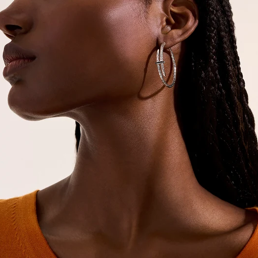 Sterling Silver Spear Treated Black Sapphire Hoops by John Hardy