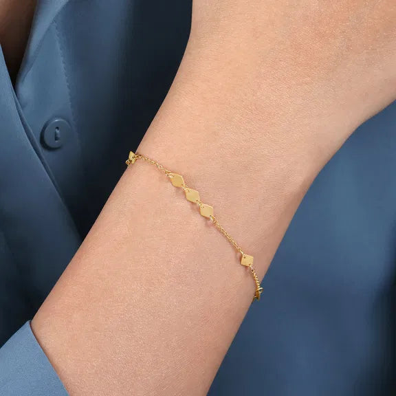 14K Yellow Gold Rhombus Stations Bracelet by Gabriel NY