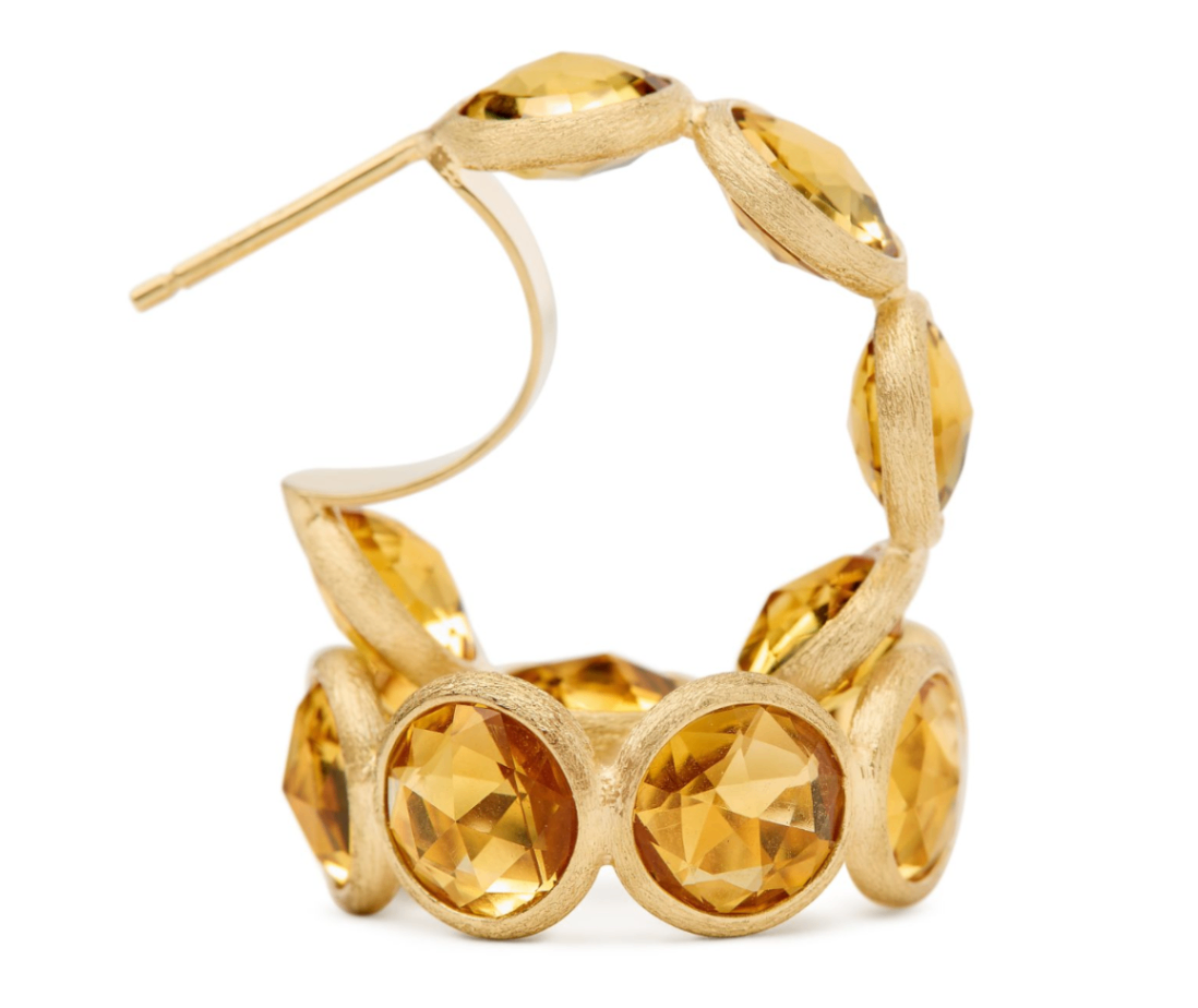 18K Yellow Gold Jaipur Bezel Set Citrine Hoops by Marco Bicego