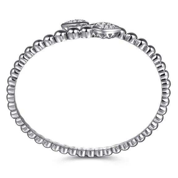 Sterling Silver Bujukan White Sapphire Bypass Bangle Bracelet by Gabriel NY