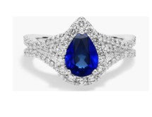 14K WG 8x6 PS Sapp & 1cttw Dia Split Shank Ring