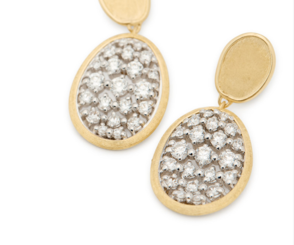 18K Two-Tone Lunaria Alta Diamond Cluster Drop Earrings by Marco Bicego