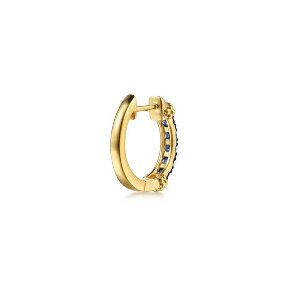 14K YG Bujukan & Blue Sapphire Huggie Earrings by Gabriel NY