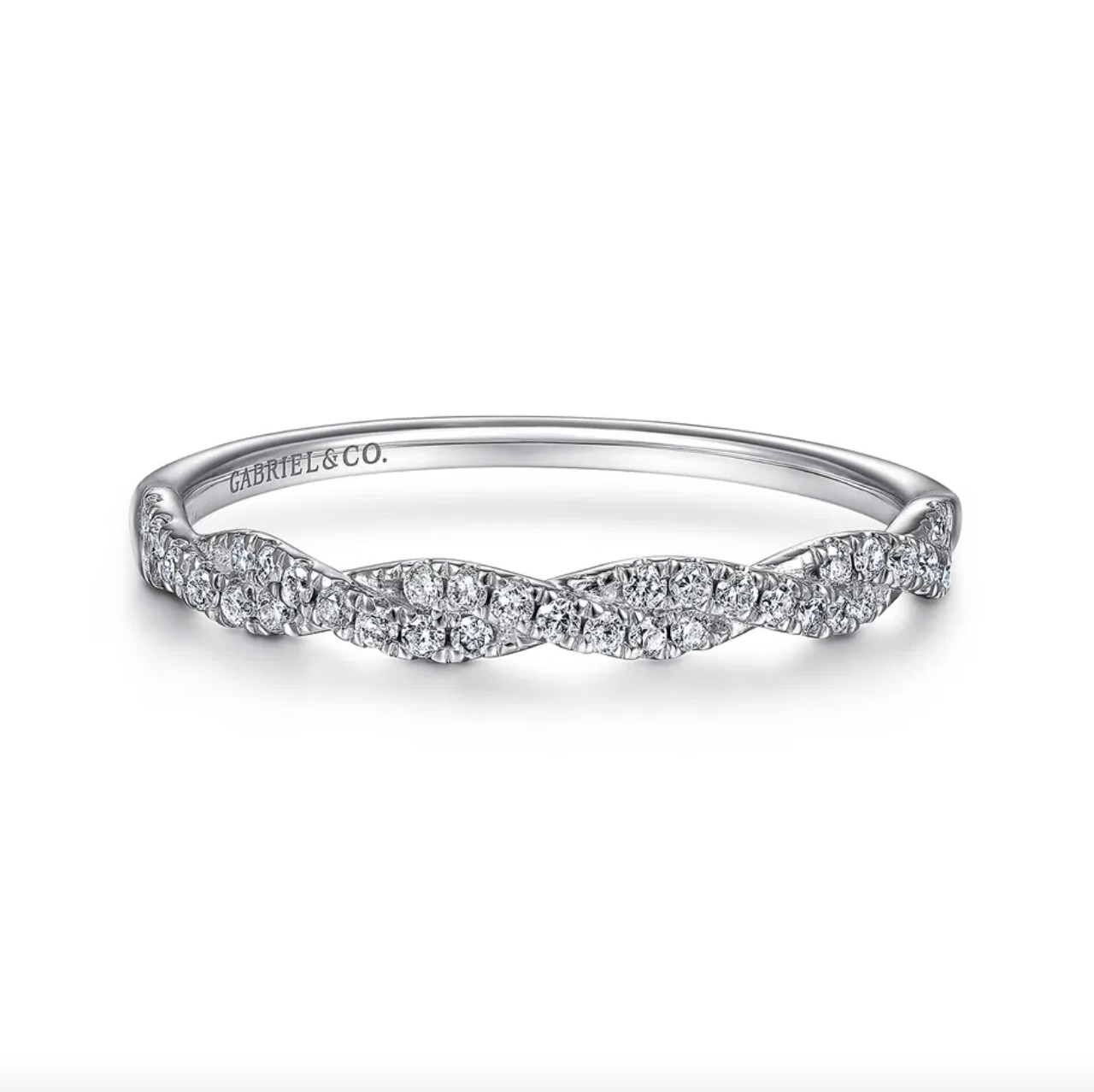 14K WG Twisted Diamond Stackable Band by Gabriel NY