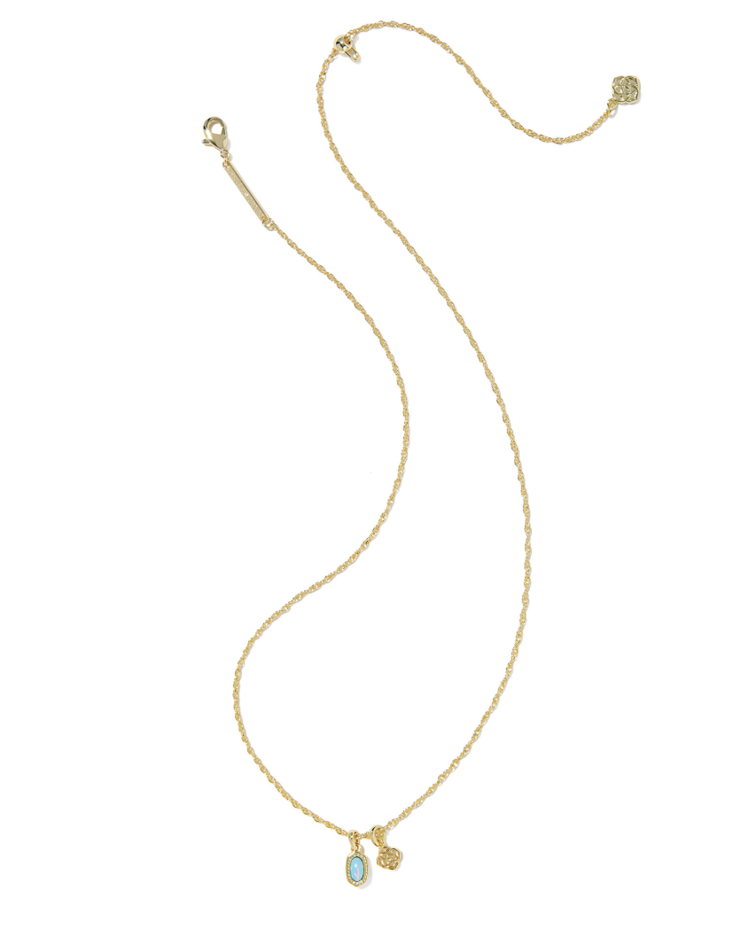 Gold Plated Mini Elisa Dira Necklace in Lab Grown Blue Opal by Kendra Scott Main image