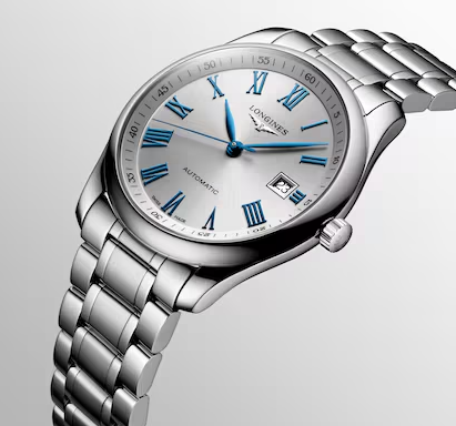 Longines Master 40mm Watch with Opaline Ivory Dial & Blue Roman Numeral Markers