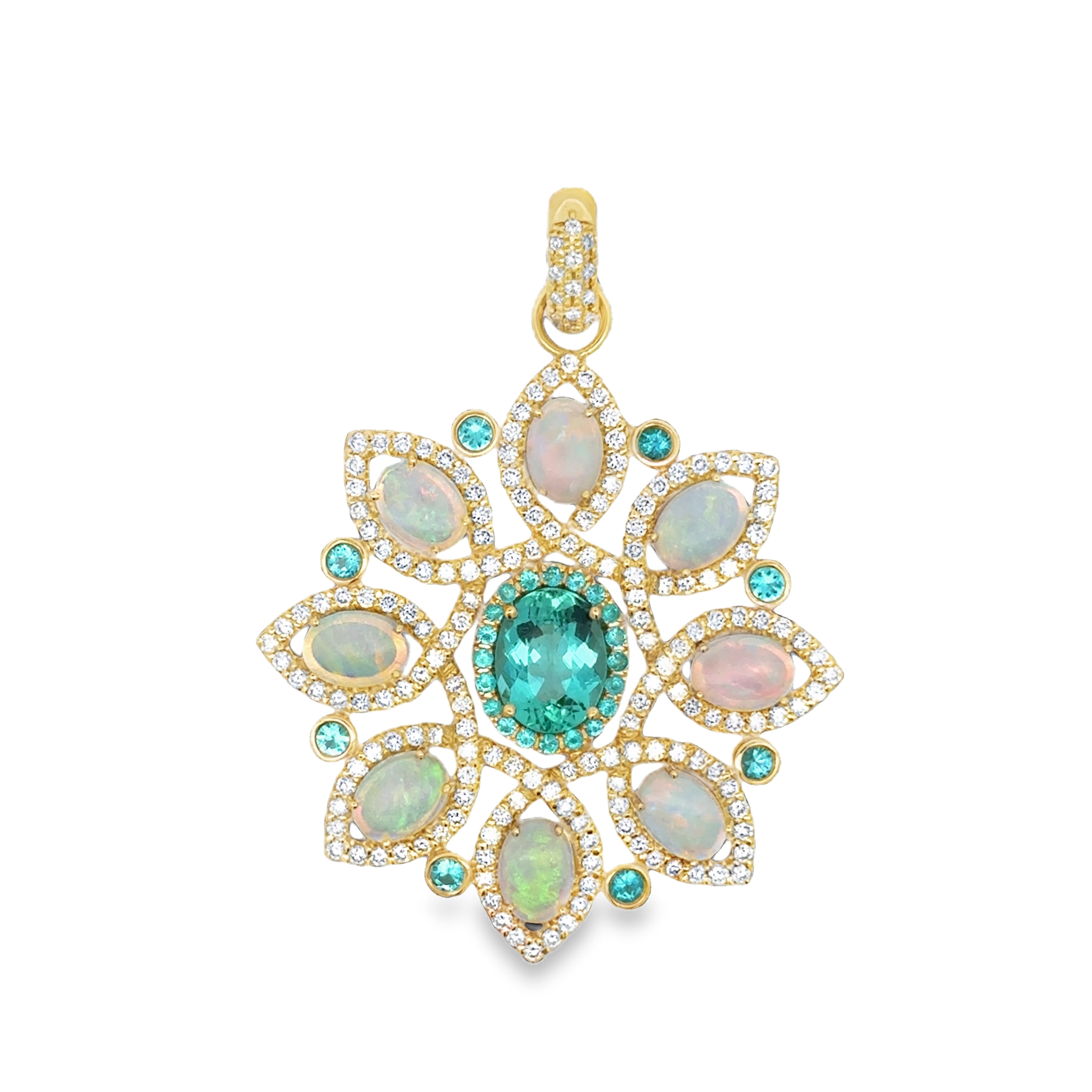 18K YG Paraiba & Opal Demeter Pendant w Diamond Bail by Erica Courtney Main image