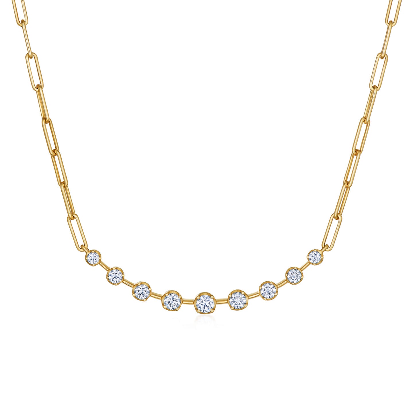 18K Yellow Gold Diamond Starry Night Necklace with Paperclip Chain Main image