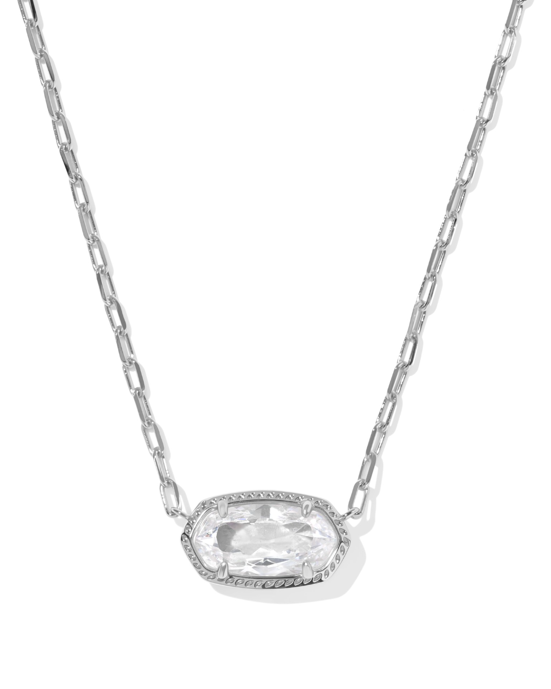 Rhodium Plated Elisa Luxe Pendant in White CZ by Kendra Scott
