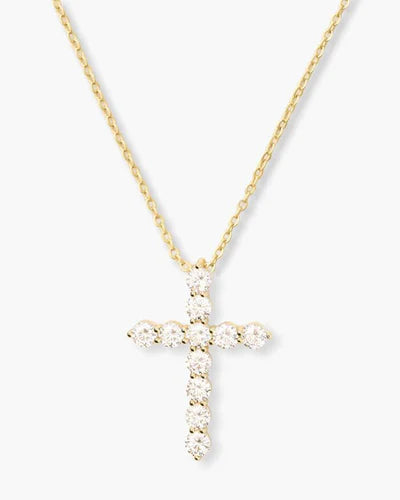 Gold Plated Oh She Fancy Small Cross CZ Pendant Necklace by Melinda Maria Main image