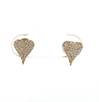 14K Yellow Gold Diamond Heart Earrings