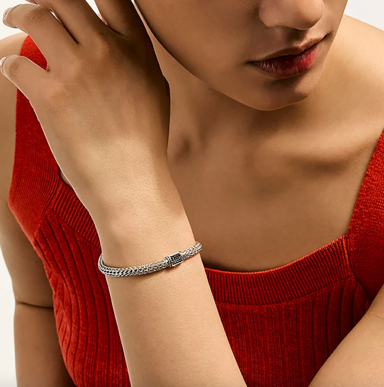 Sterling Silver Icon 5mm Bracelet with Treated Black Sapphire Clasp by John Hardy