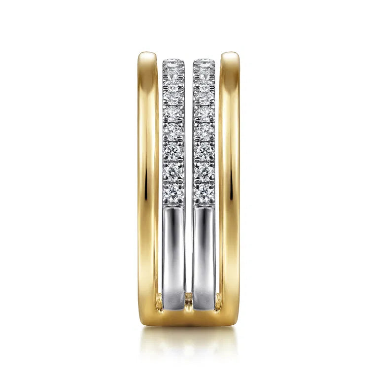 14K Two-Tone Diamond Easy Stackable Ring by Gabriel NY