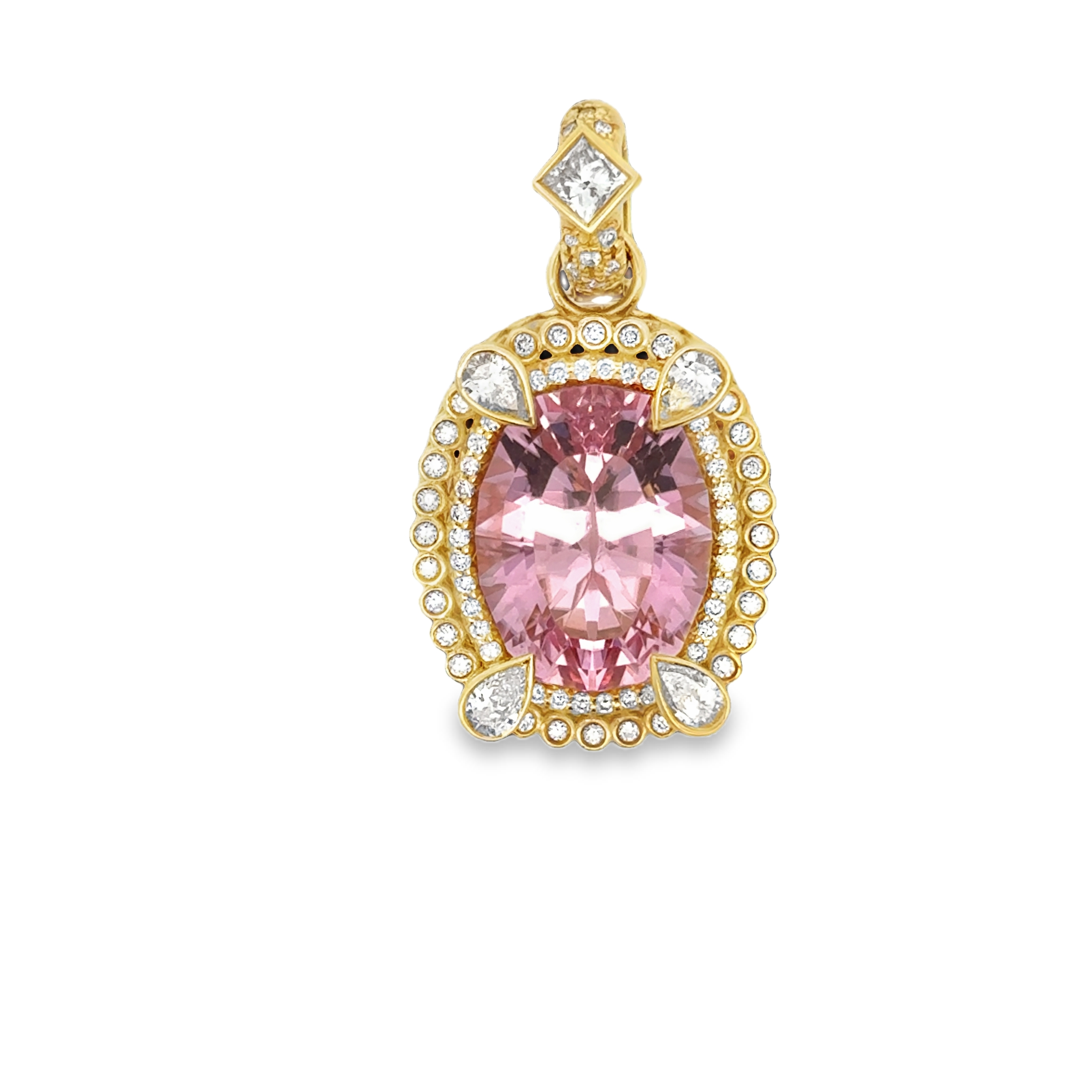 18K YG Emani Pink Tourmaline & Diamond Accent Pendant by Erica Courtney Main image