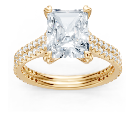 14K Yellow Gold Two-Row Diamond Cathedral Semi-Mount Main image