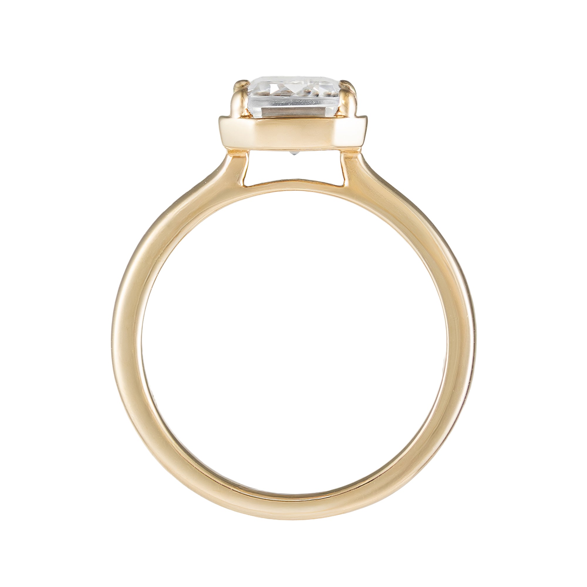 14K Yellow Gold Emerald Cut Bezel Frame Solitaire Semi-Mount by Imagine Bridal