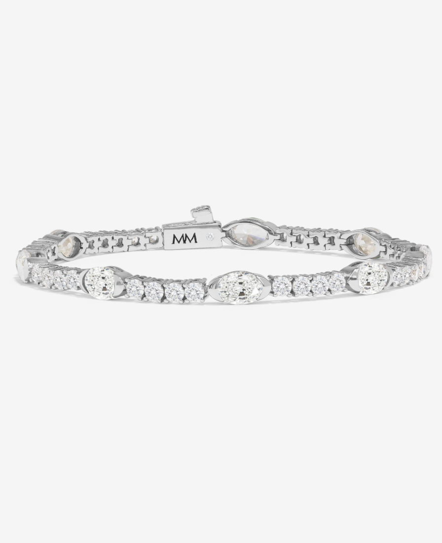 Silver Plated She's So Extra Tennis Bracelet in White CZ by Melinda Maria
