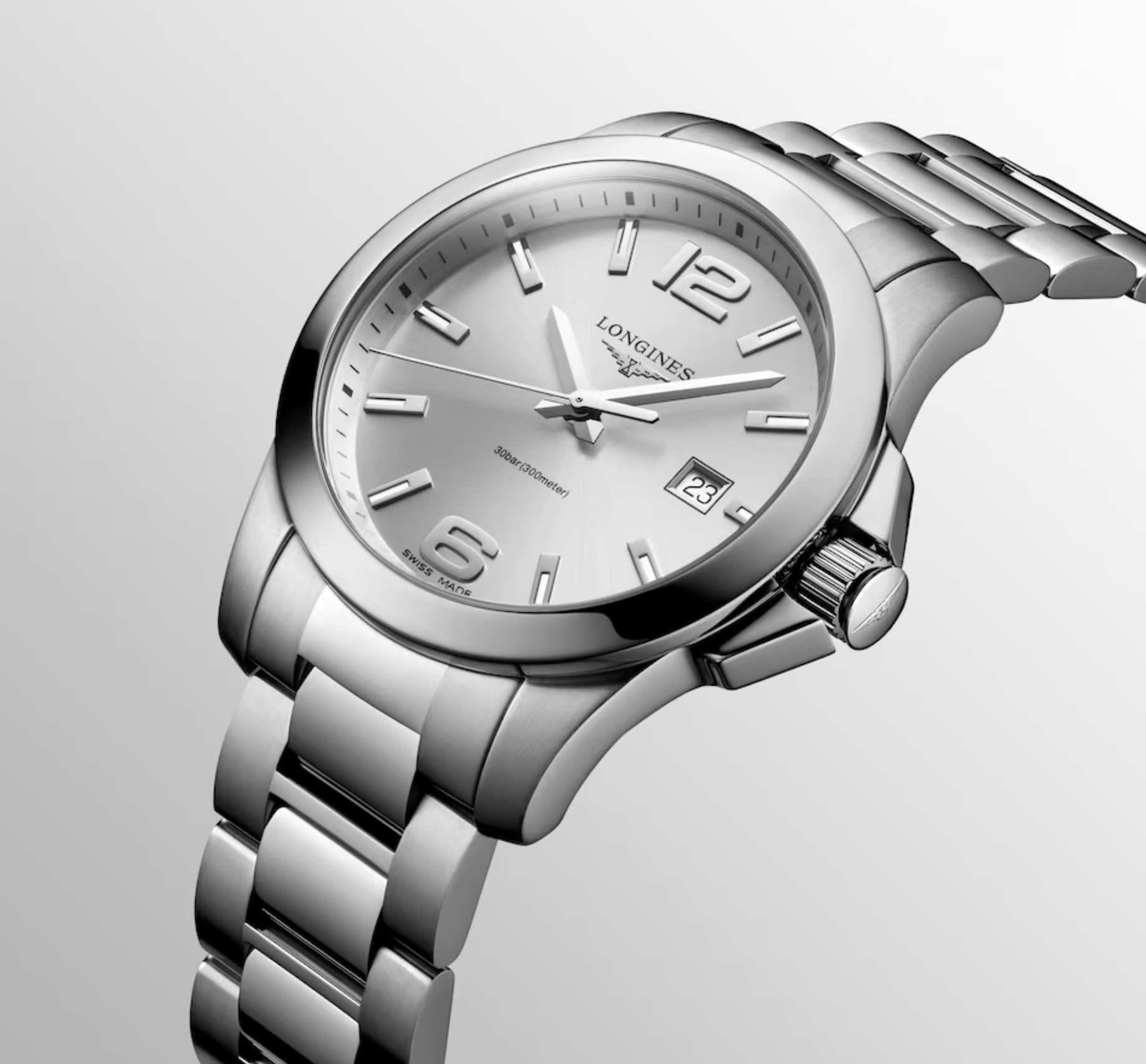 Longines Conquest 41mm Watch with Sunray Silver Dial