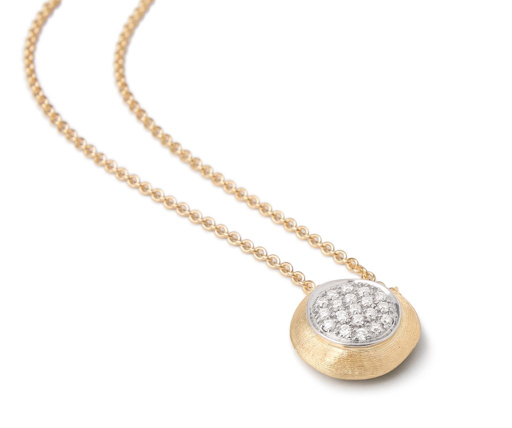 18K W/YG Jaipur Link Diamond Pave Disc Pendant Necklace by Marco Bicego