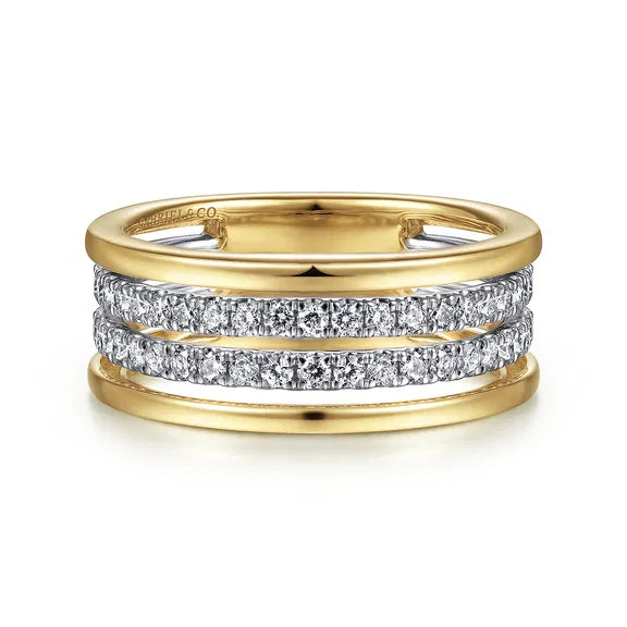 14K Two-Tone Diamond Easy Stackable Ring by Gabriel NY
