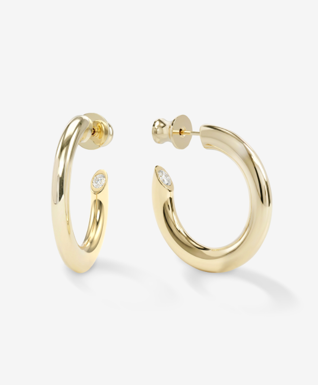 18K Gold Plated Beacon 1" Hoops in White CZ by Melinda Maria Secondary image
