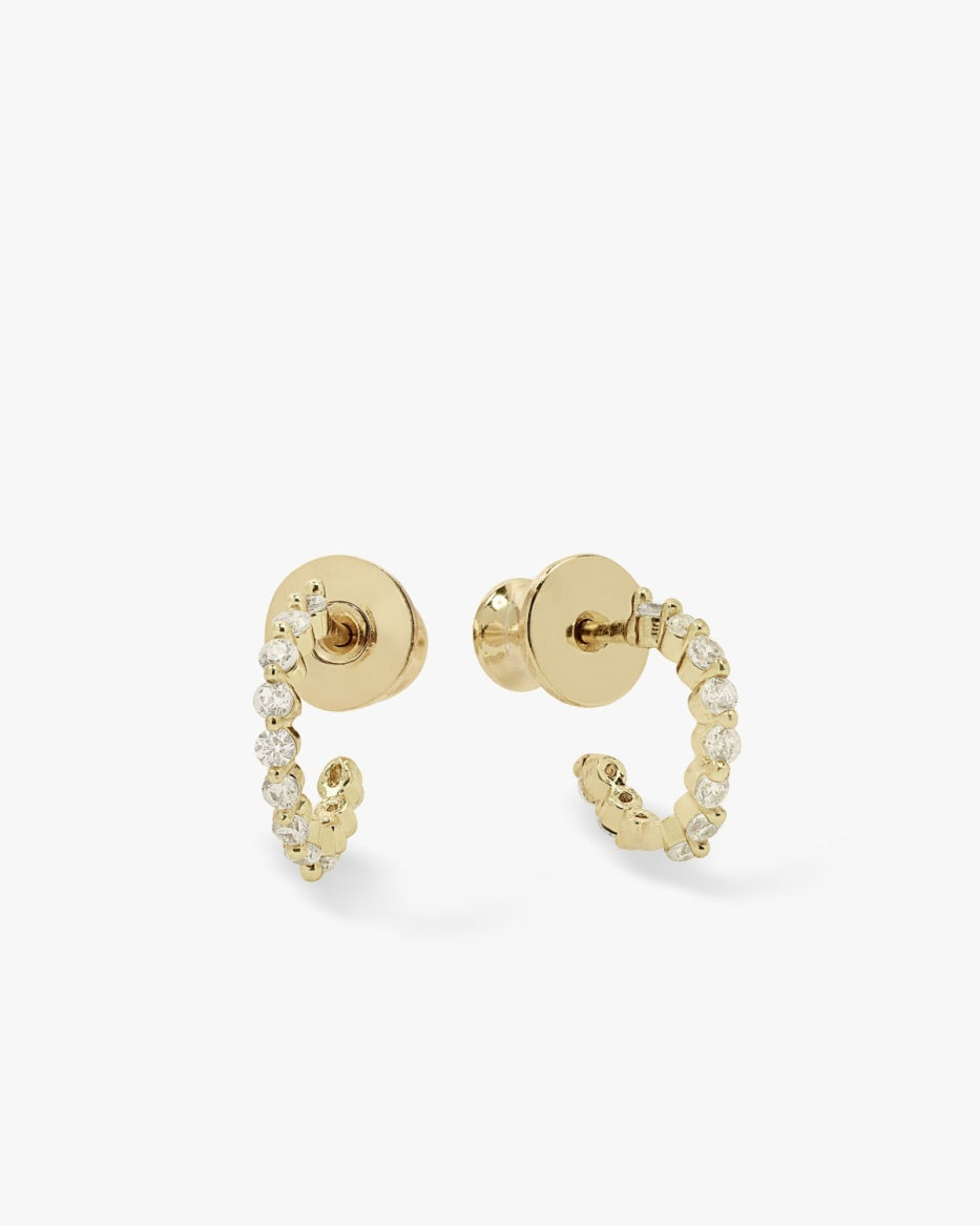 18K Gold Plated Baby She's an Icon Huggies in White CZ by Melinda Maria