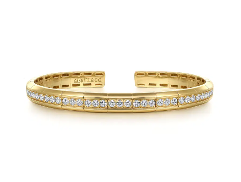 14K Yellow Gold Diamond Cuff Bangle by Gabriel