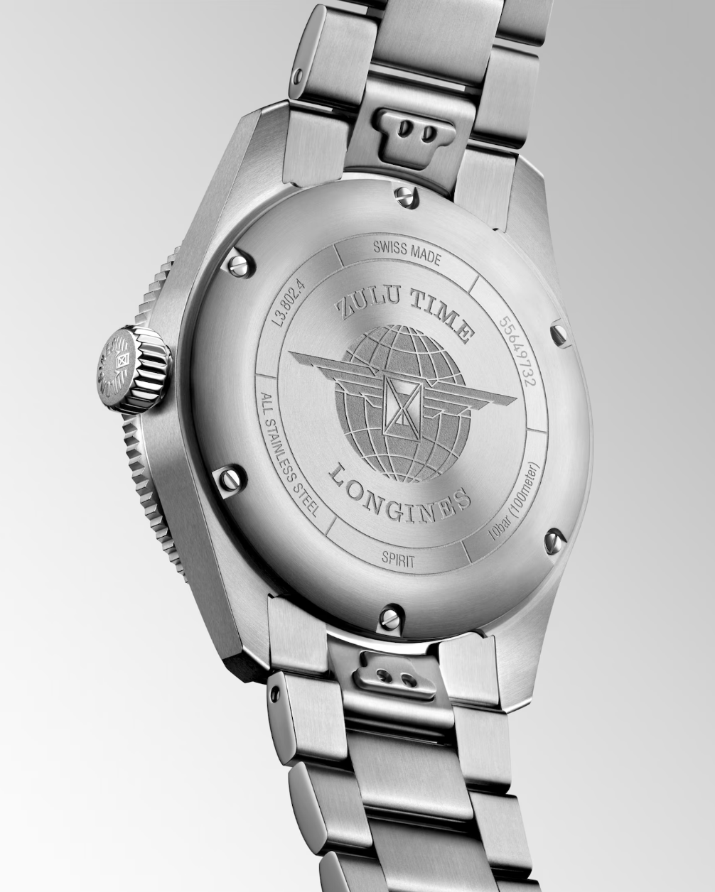 Longines Spirit Zulu Time GMT 39mm Watch with Black Matt Dial