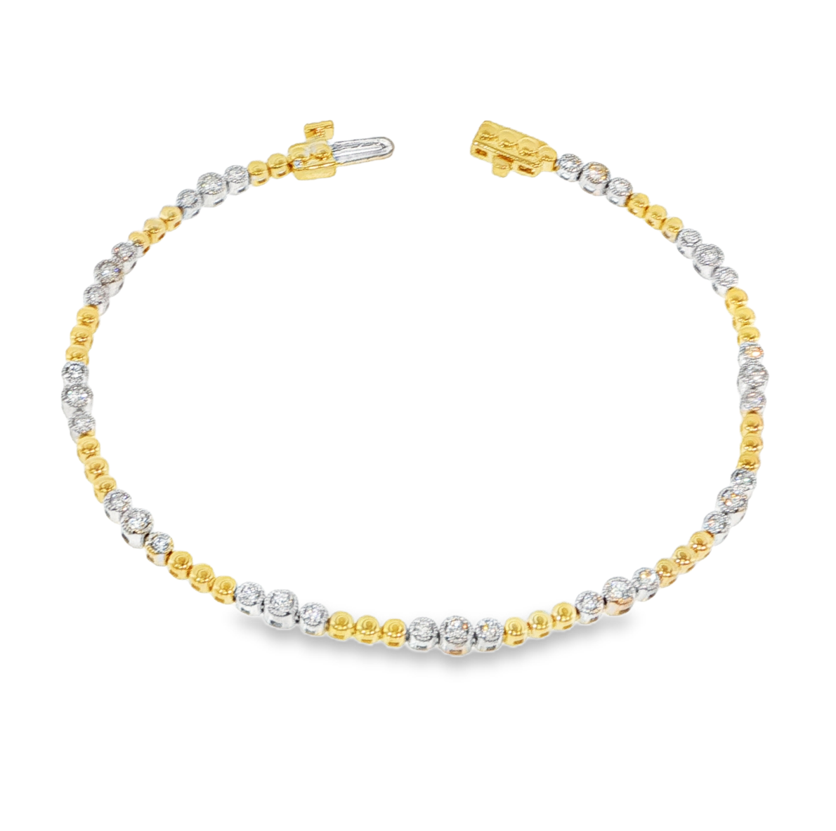 14K Two-Tone Polished & Diamond Bezel Alternating Tennis Bracelet Main image