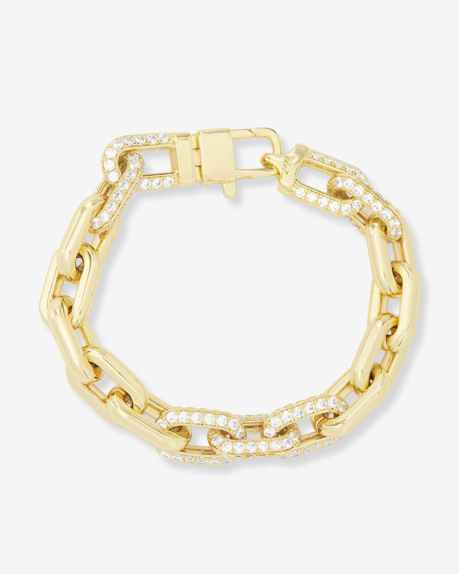 18K Gold Plate Frankie Pave Chain Bracelet in CZ by Melinda Maria Main image