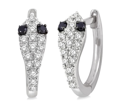 10K WG 1/4cttw Dia Serpent Huggies w/ Black Dia Eyes