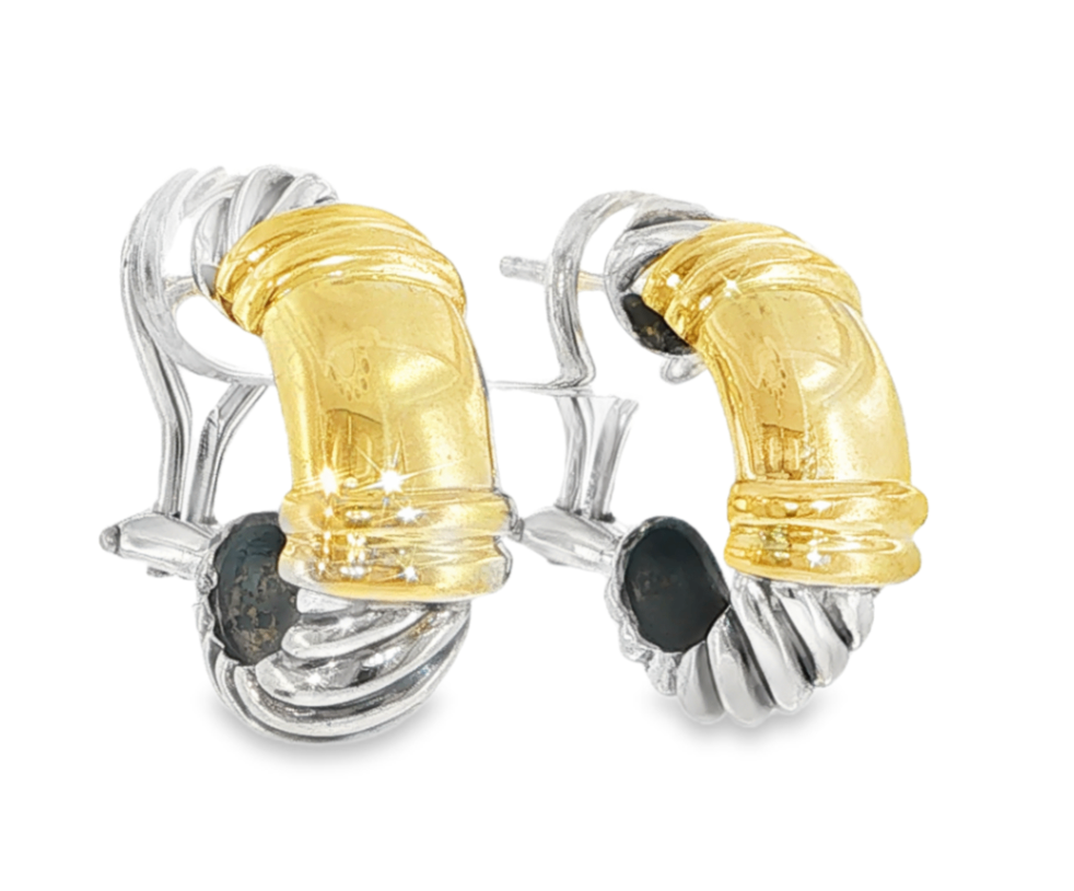 Sterling Silver & 18K Yellow Gold David Yurman Rope Earrings *Estate Item Sold as is, Final Sale* Secondary image