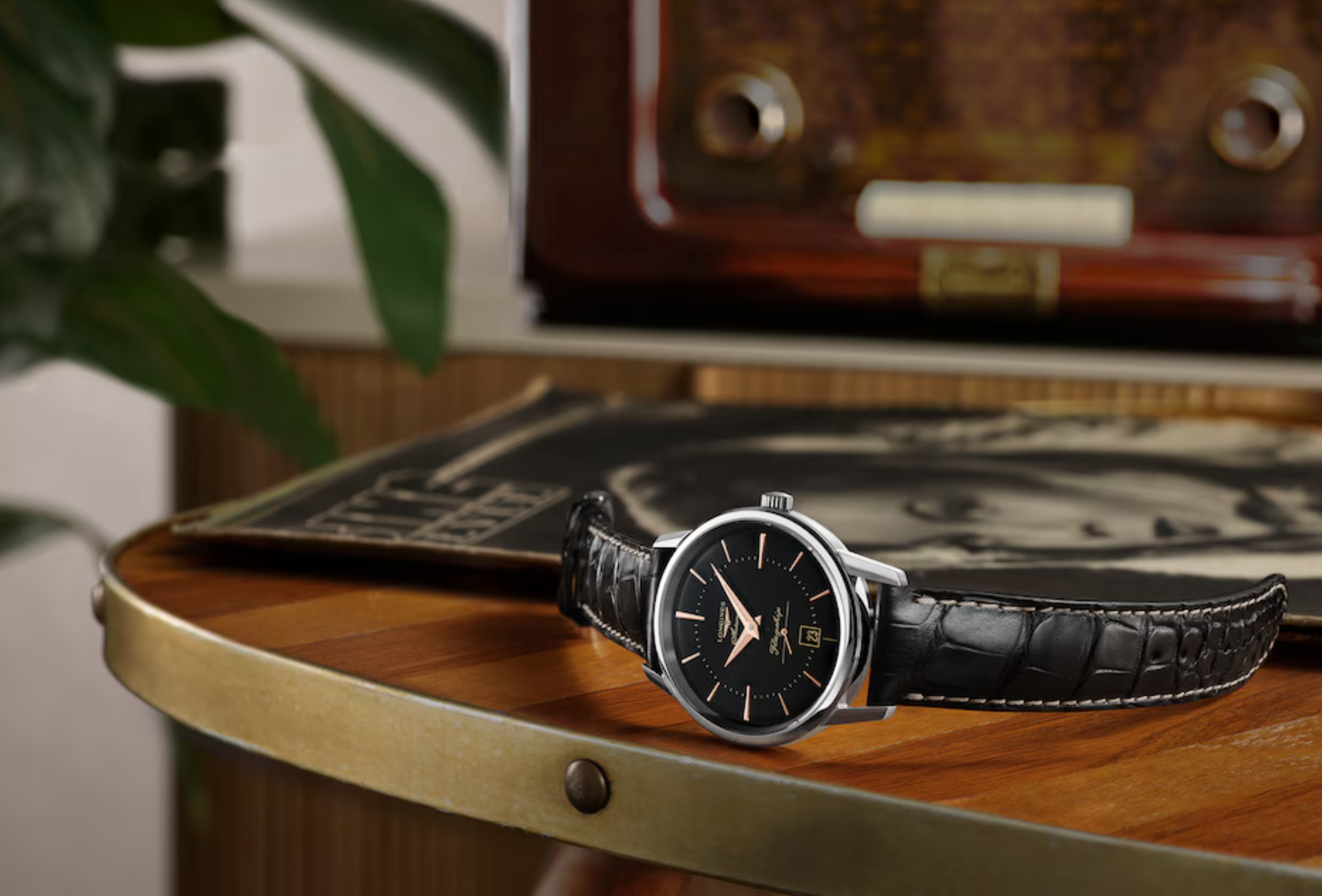Longines Flagship Heritage 38.5mm Watch in Black with a Leather Band