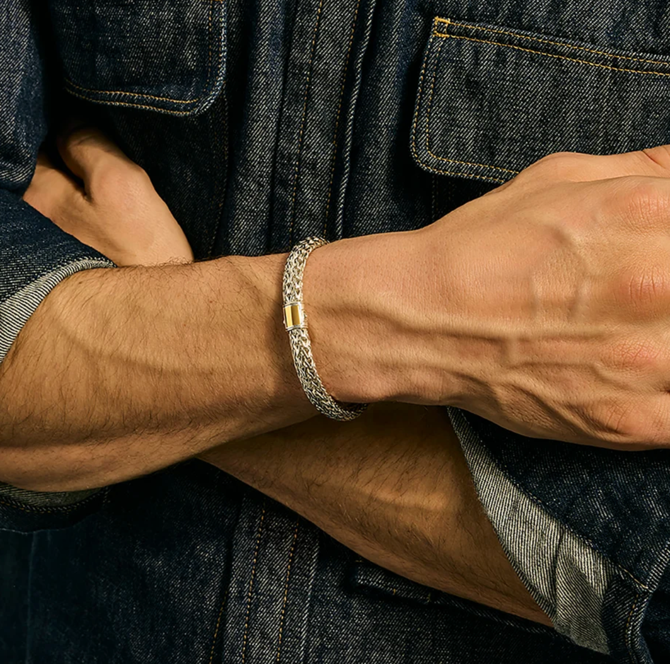 Sterling Silver & 14K Icon 7.5mm Bracelet with Gold Clasp by John Hardy