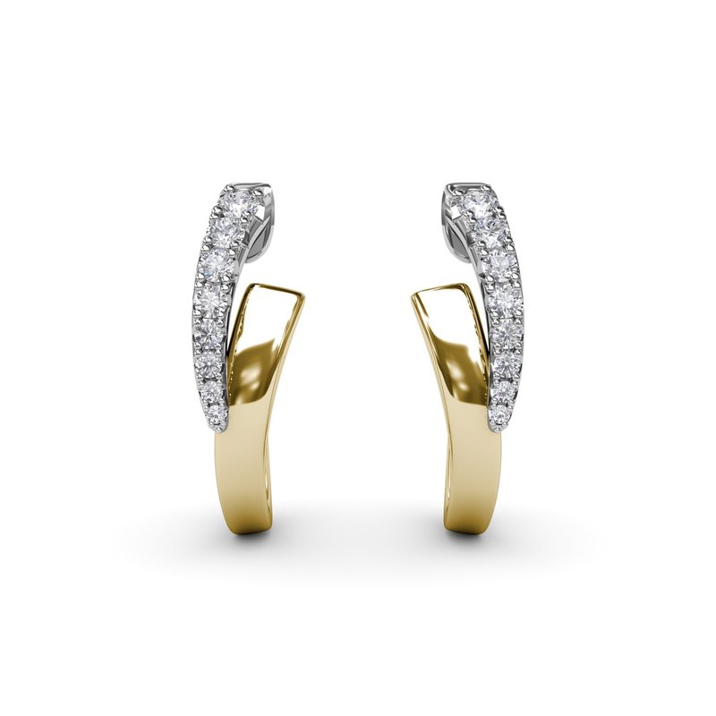 18K Two-Tone Sylk Polished Gold & Diamond J-Hoops by Fana