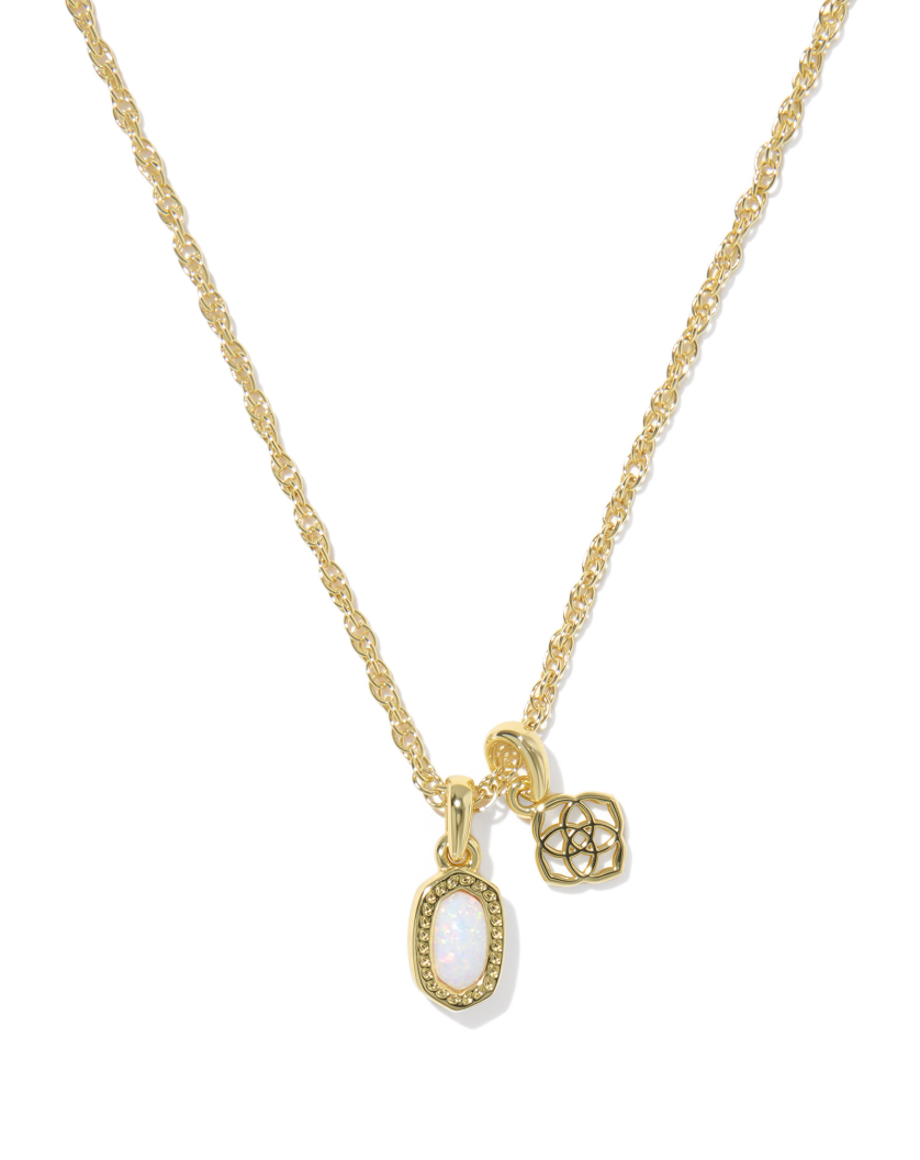 Gold Plated Mini Dira Necklace in Lab Grown Bright White Opal by Kendra Scott Main image