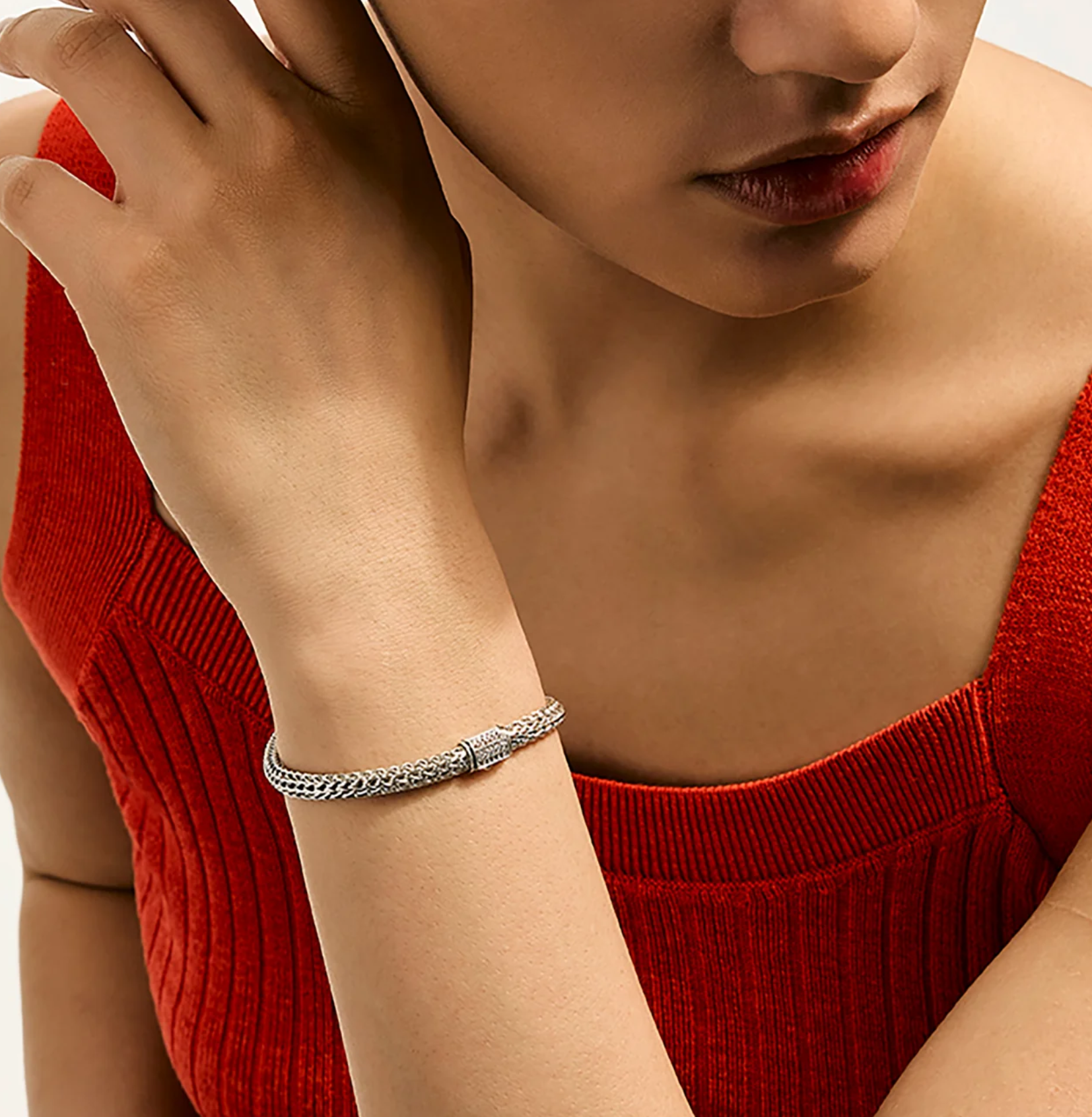 Sterling Silver Icon 5mm Bracelet with Diamond Clasp by John Hardy