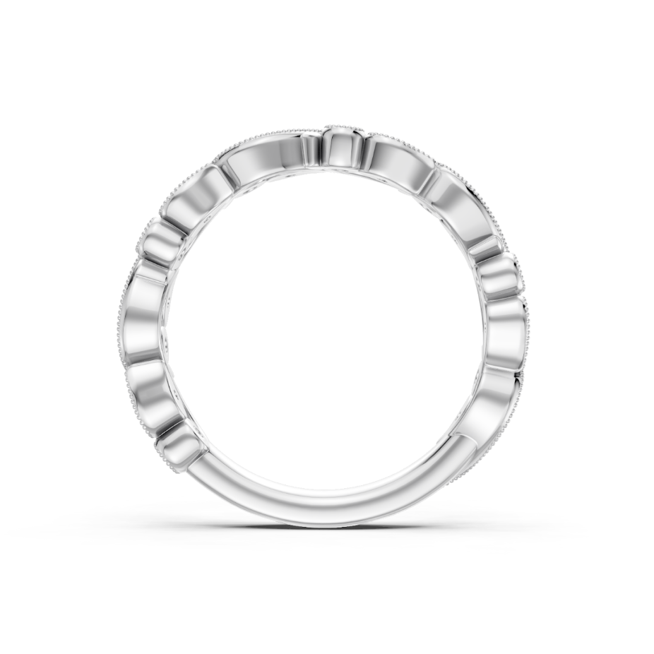 14K WG Diamond Floral Milgrain Wedding Band by Imagine Bridal