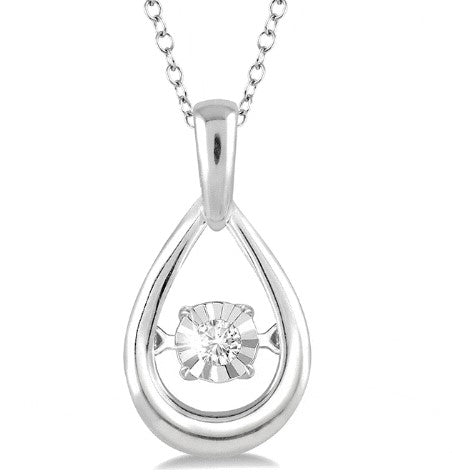 Sterling Silver PS 1/20cttw Diamond Emotion Pendant Necklace