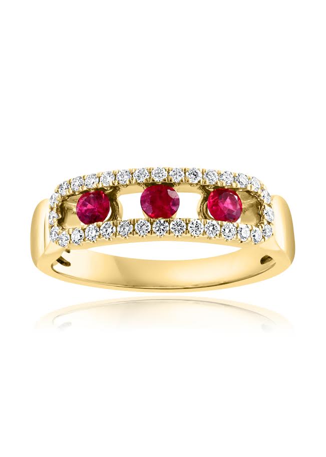 14K YG Ruby & Diamond Link Band by David Kord
