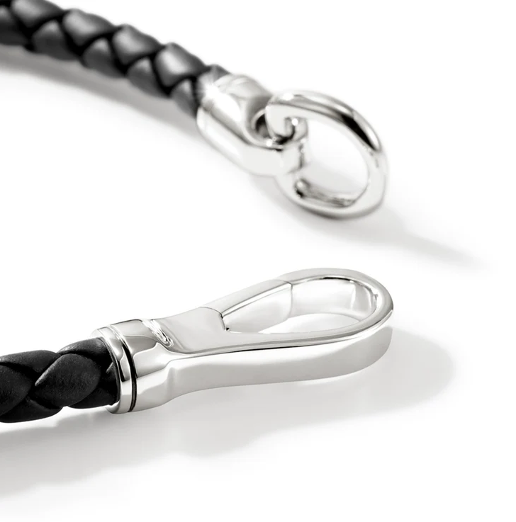 Sterling Silver & Black Leather Men's Essential 5mm Bracelet by John Hardy Secondary image