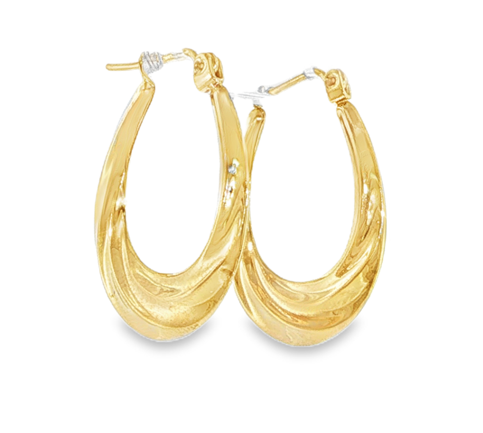 14K Yellow Gold Oval Hoops *Estate Item Sold as is, Final Sale*