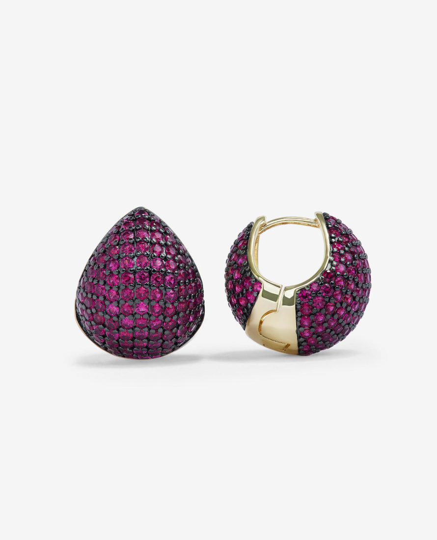 18K Gold Plated Norah Pave Earrings in Red CZ by Melinda Maria